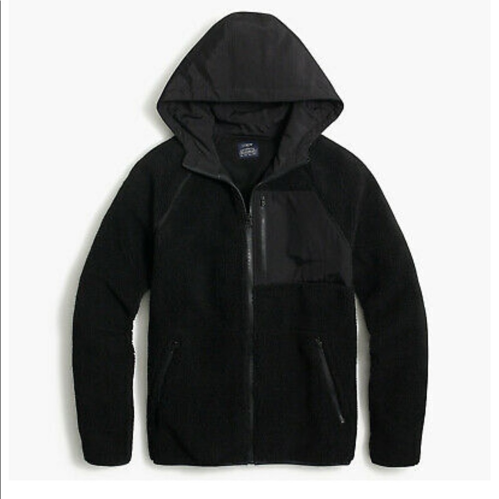 Men’s J.Crew black hoodie fuzzy zip up